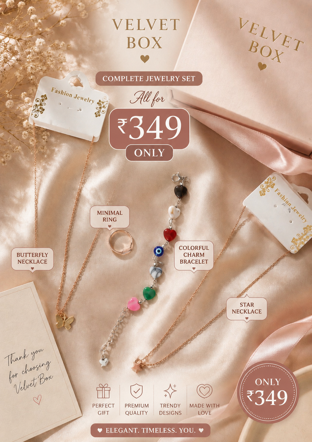 Velvet Box Premium 4-Piece Jewelry Gift Set