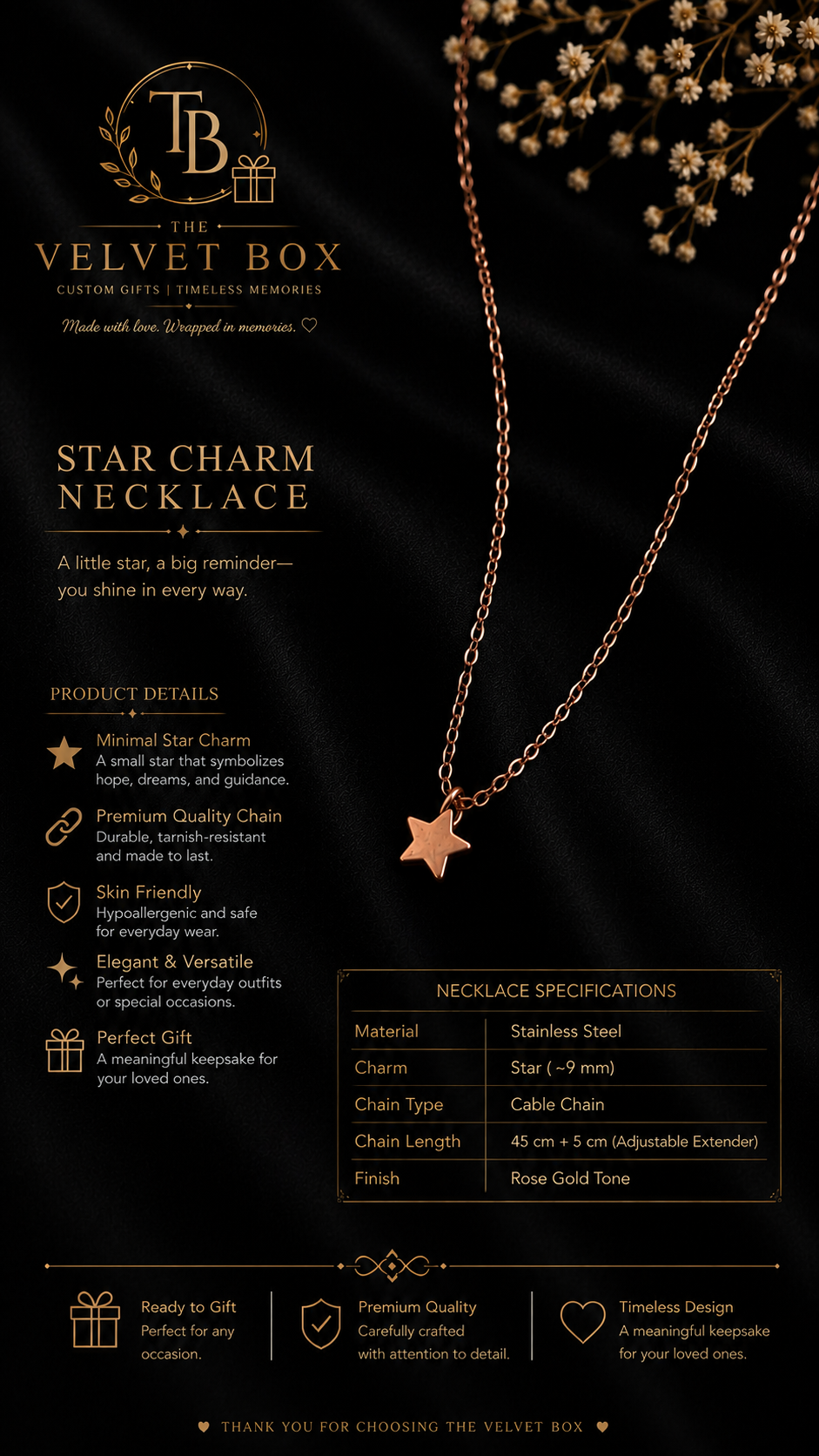 Velvet Box Premium 4-Piece Jewelry Gift Set