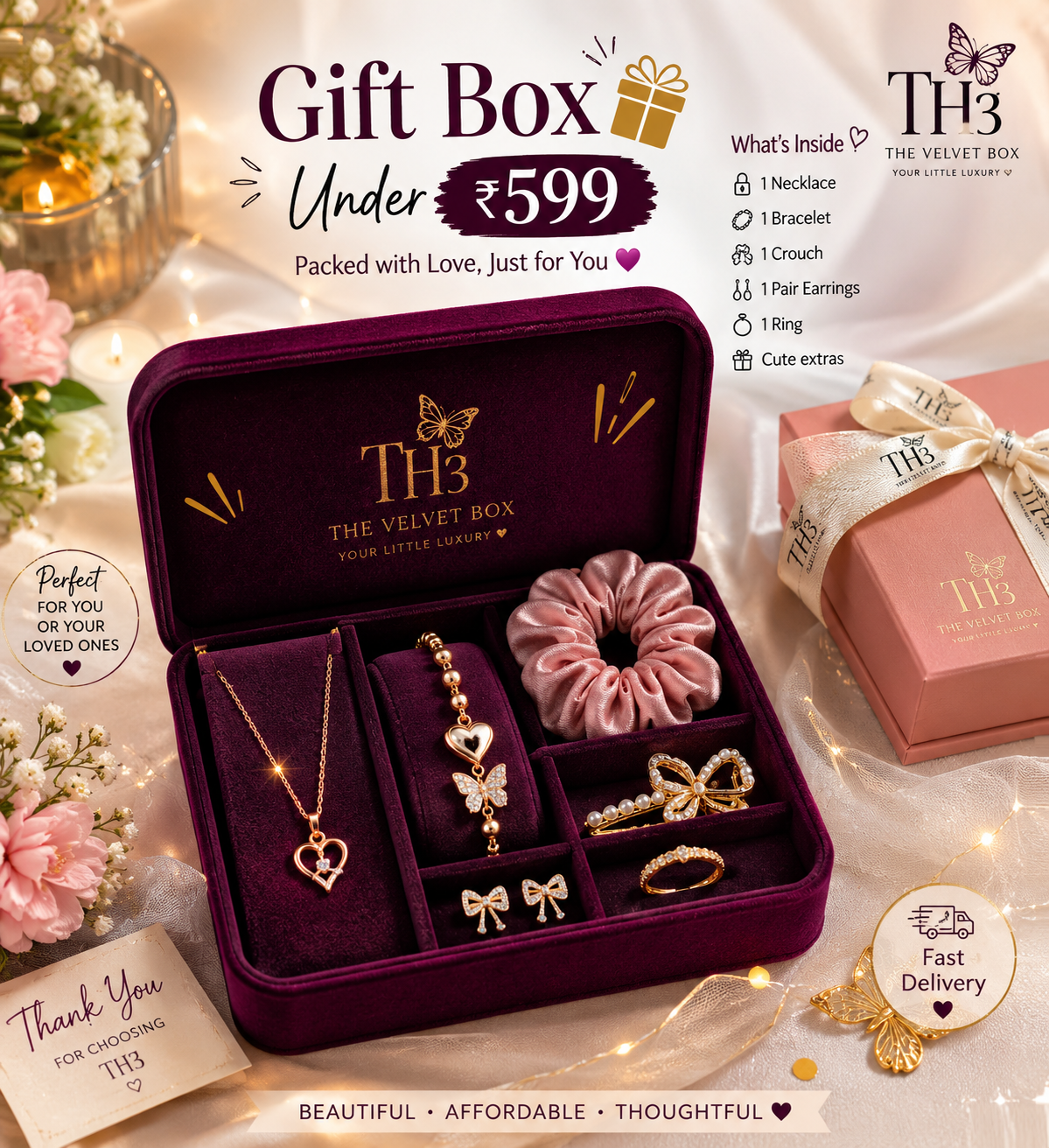The Velvet Box Luxury Gift Set Under ₹599 | Premium Jewelry Gift Hamper